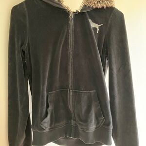 Velvet hoodie is a size small
